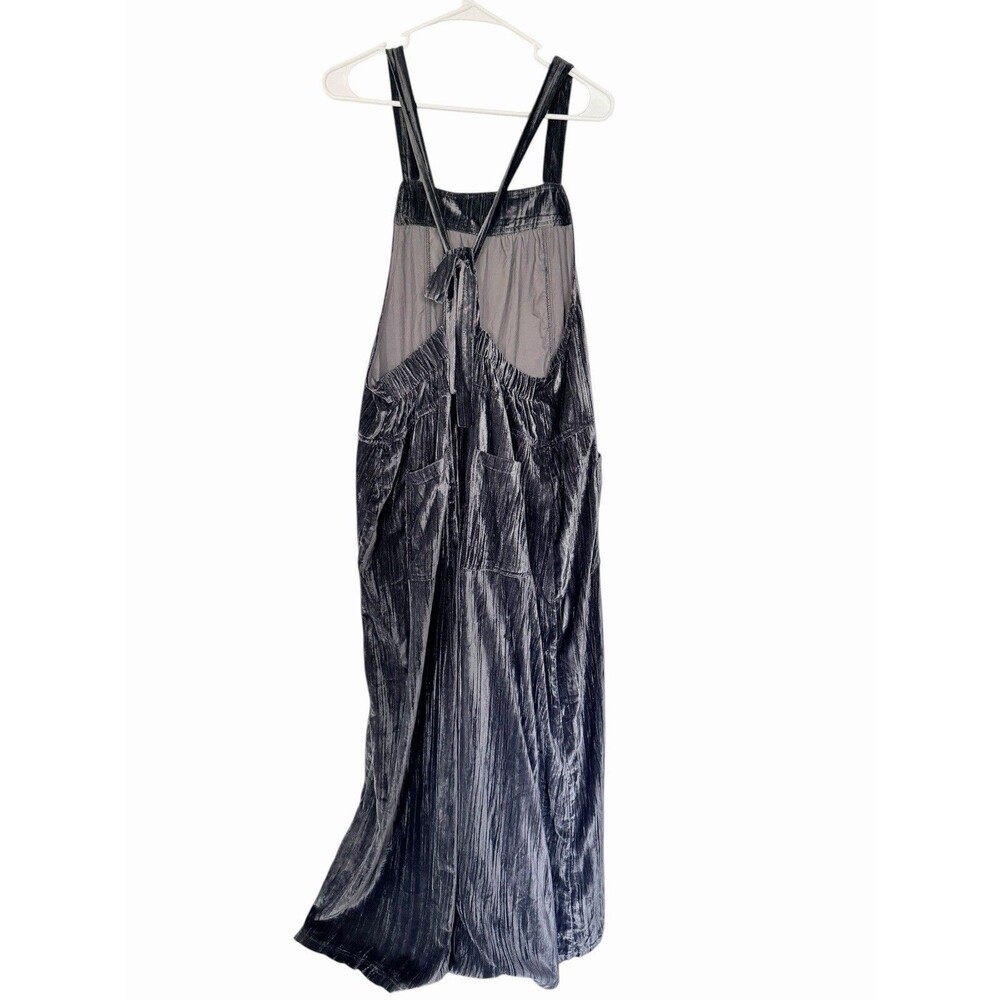Natural Life Dakota Velvet Wide Leg Overalls Large Boho Charcoal Oversized Indie - Picture 3 of 4
